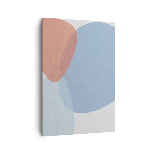 Impression sur toile - Image sur toile - Une composition abstraite dans des tons pastel de bleu et de rose avec des formes organiques. - 70x100cm - Relations pastel - Décoration murale moderne pour le salon et la chambre ARTTOR