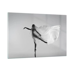 Impression sur verre - Image sur verre - Silhouette d'une danseuse avec un voile flottant en mouvement - 120x80cm - Légèreté et grâce - Décoration murale moderne pour le salon et la chambre ARTTOR