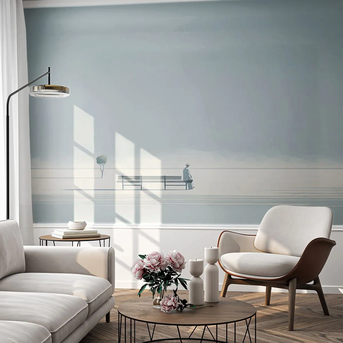 Papier Peint Photo Premium Canvas - Oui, j'attends. - Minimaliste, Solitaire, Homme - 350x256 cm