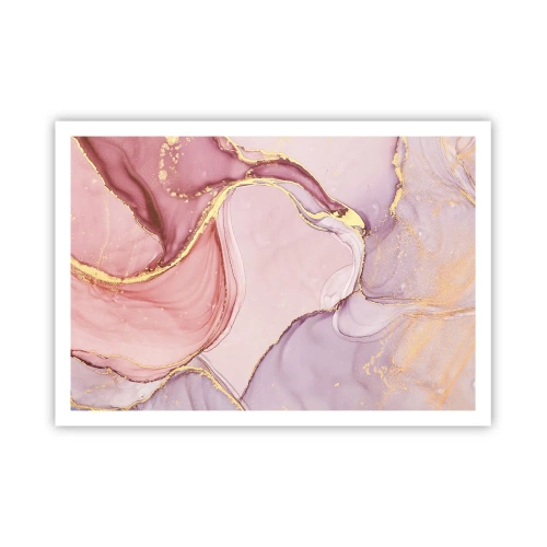 Affiche - Poster - Motifs abstraits délicats dans des tons de rose et d'or - 100x70cm - Caresse de couleurs - Décoration murale moderne pour le salon et la chambre ARTTOR
