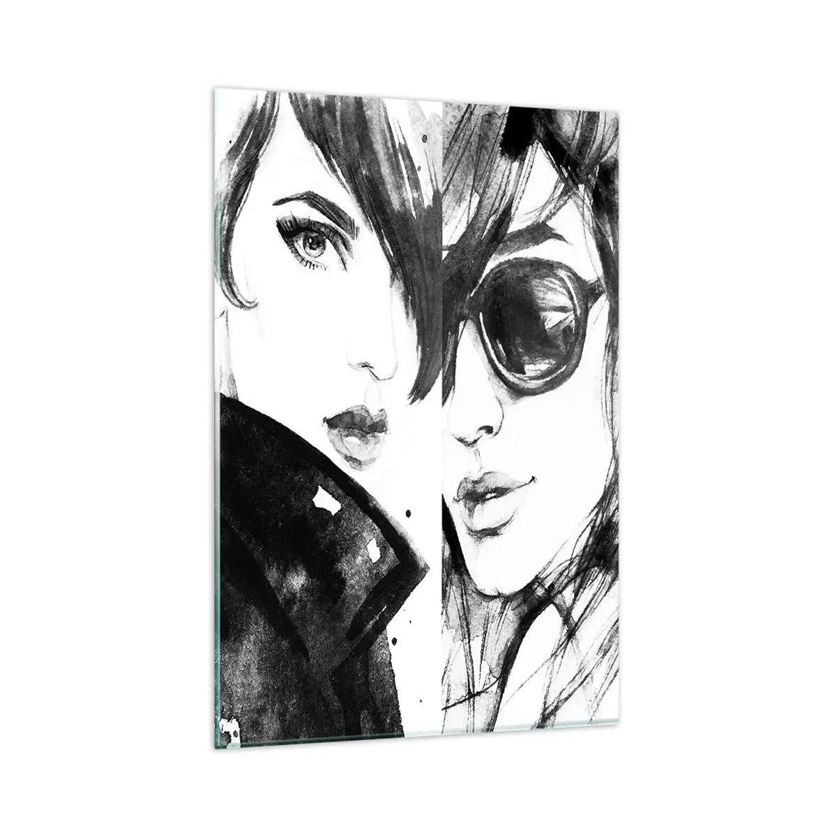 Impression sur verre - Image sur verre - Portraits élégants de femmes aux tons monochromes - 80x120cm - La beauté multipliée - Décoration murale moderne pour le salon et la chambre ARTTOR