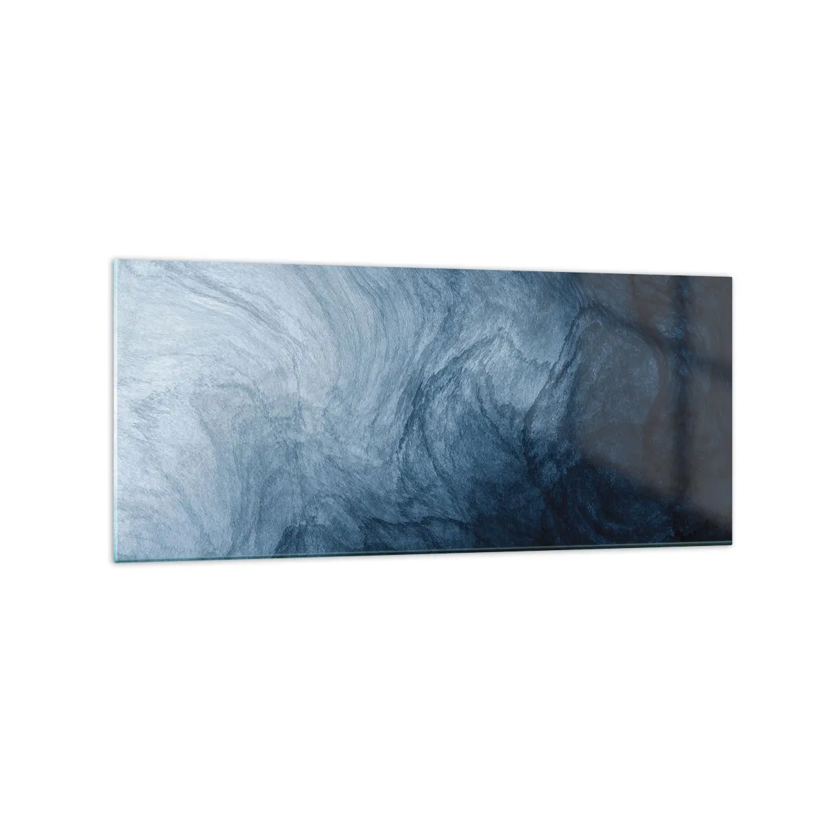 Impression sur verre - Image sur verre - Une composition abstraite dans les tons de bleu et bleu marine. - 120x50cm - Atteindre en profondeur - Décoration murale moderne pour le salon et la chambre ARTTOR