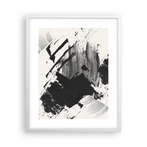 Affiche dans un cadre blanc - Poster - Abstraction – expression du noir - 40x50 cm