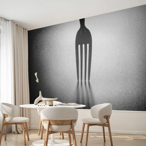 Papier Peint Photo Premium Canvas - Lumière et ombre - Fourchette, Coutellerie, Cuisine - 400x280 cm