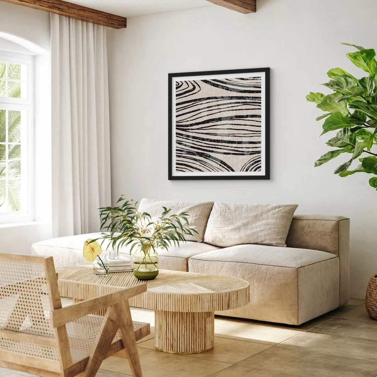 Affiche dans un cadre noir - Poster - Ligne de marécage - 40x40 cm