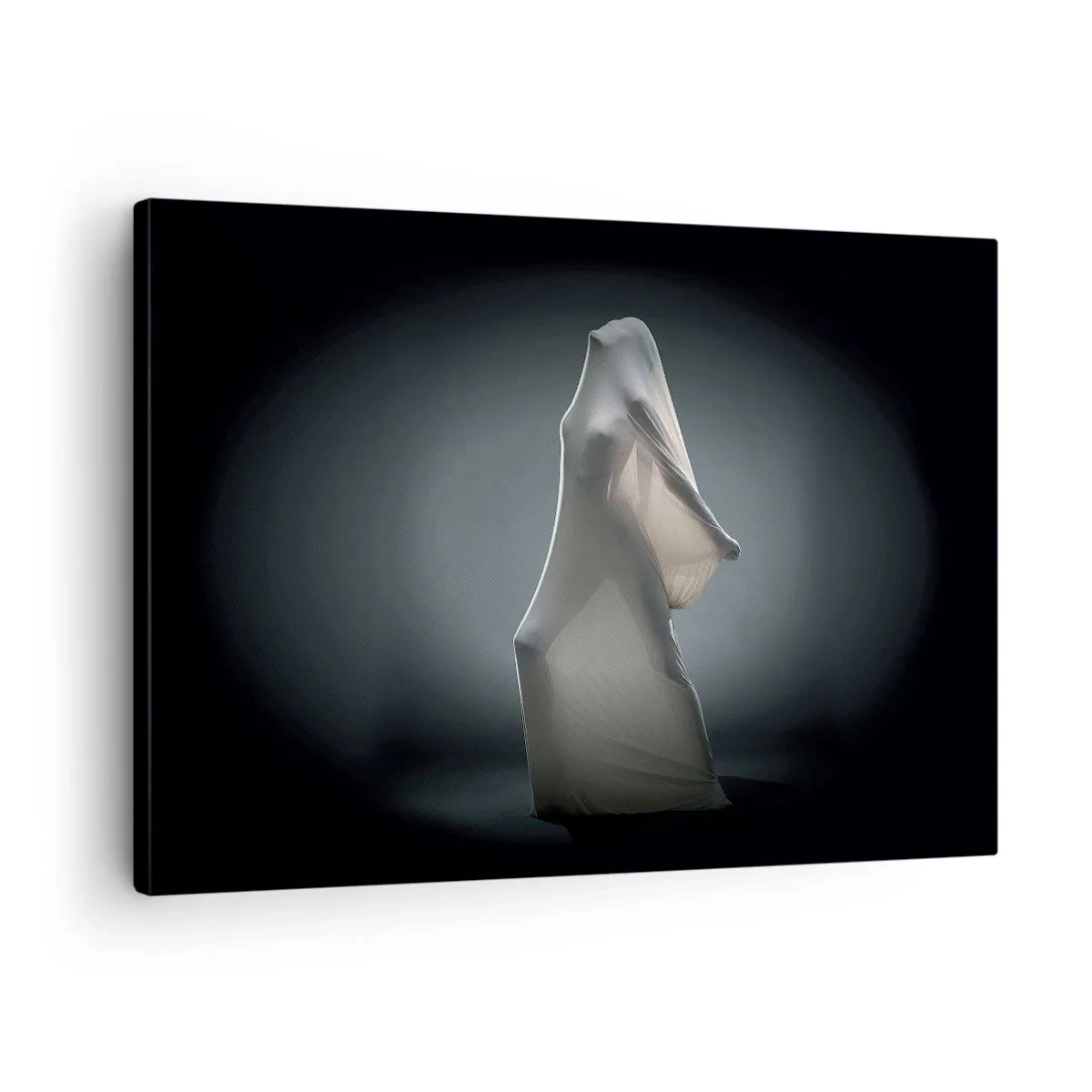Impression sur toile - Image sur toile - Une figure en tissu blanc sur fond sombre - 70x50cm - Une soif secrète - Décoration murale moderne pour le salon et la chambre ARTTOR