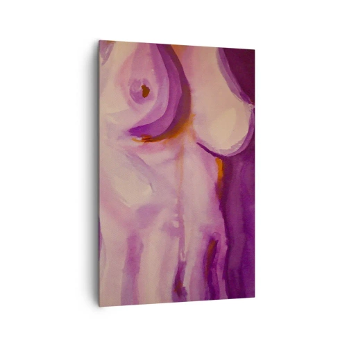 Impression sur toile - Image sur toile - Une interprétation abstraite de la silhouette féminine dans les tons roses et violets. - 80x120cm - Ode à la féminité - Décoration murale moderne pour le salon et la chambre ARTTOR