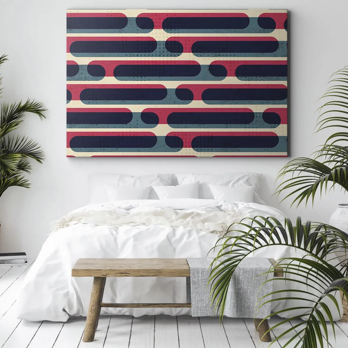 Impression sur toile - Image sur toile - Motif géométrique rétro aux couleurs pastel - 70x50cm - En profondeur et sur l'avant - Décoration murale moderne pour le salon et la chambre ARTTOR