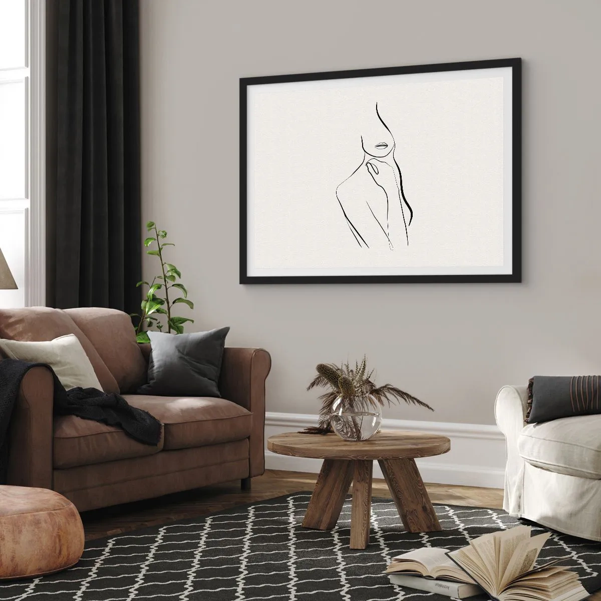 Affiche dans un cadre noir - Poster - Vague de mélancolie - 91x61 cm