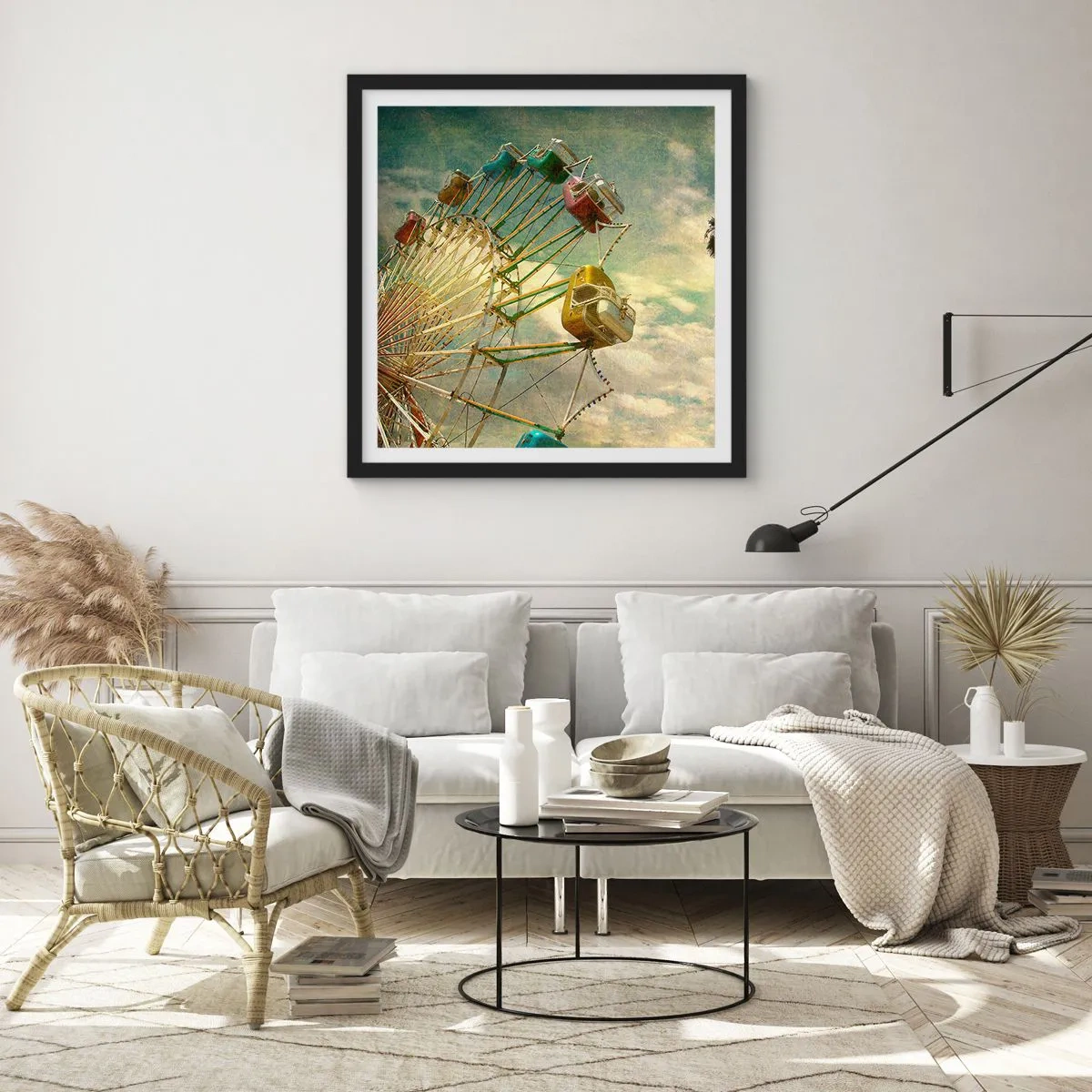 Affiche dans un cadre noir - Poster - On va faire la fête - 40x40 cm