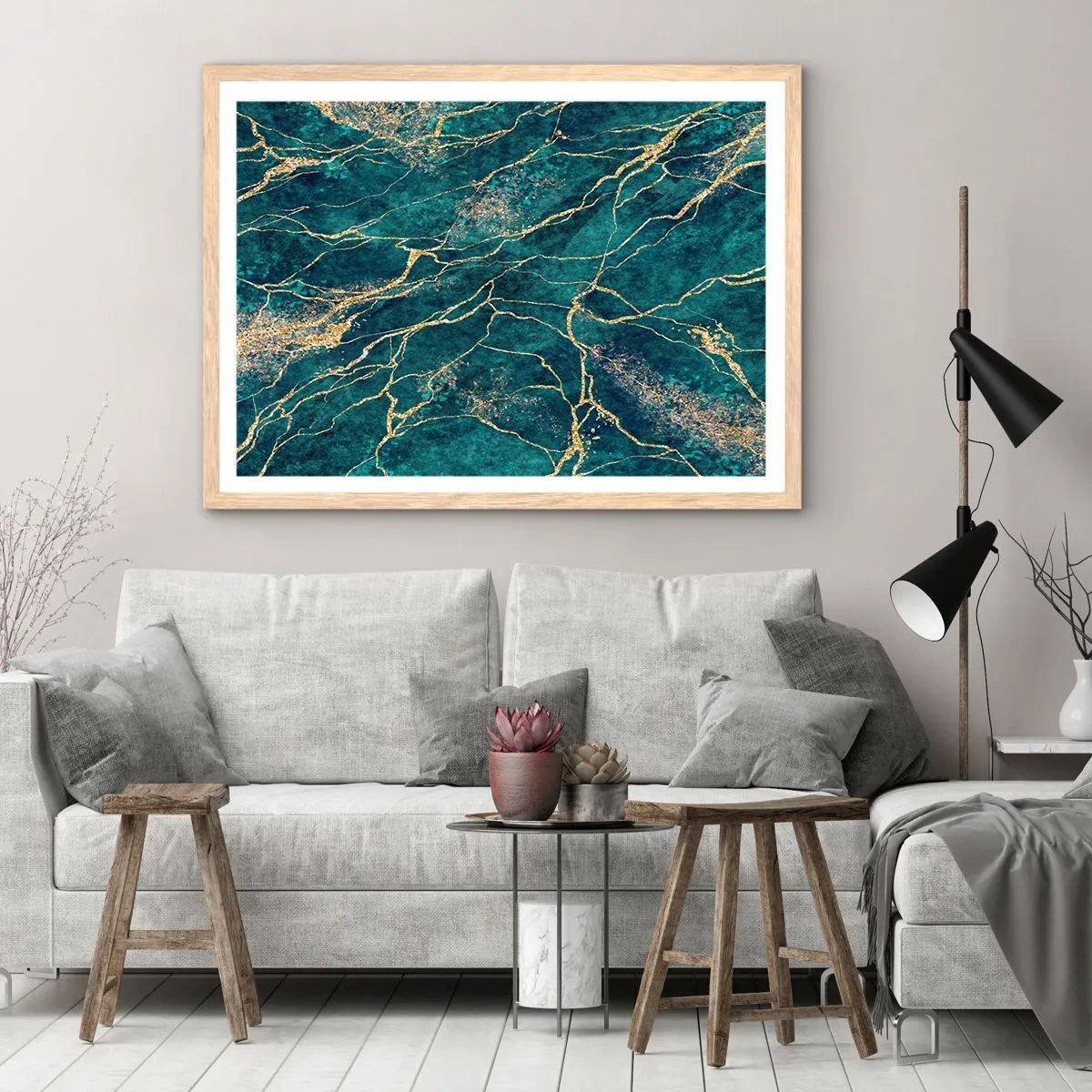 Affiche dans un chêne clair - Poster - Mine d'or - 91x61 cm