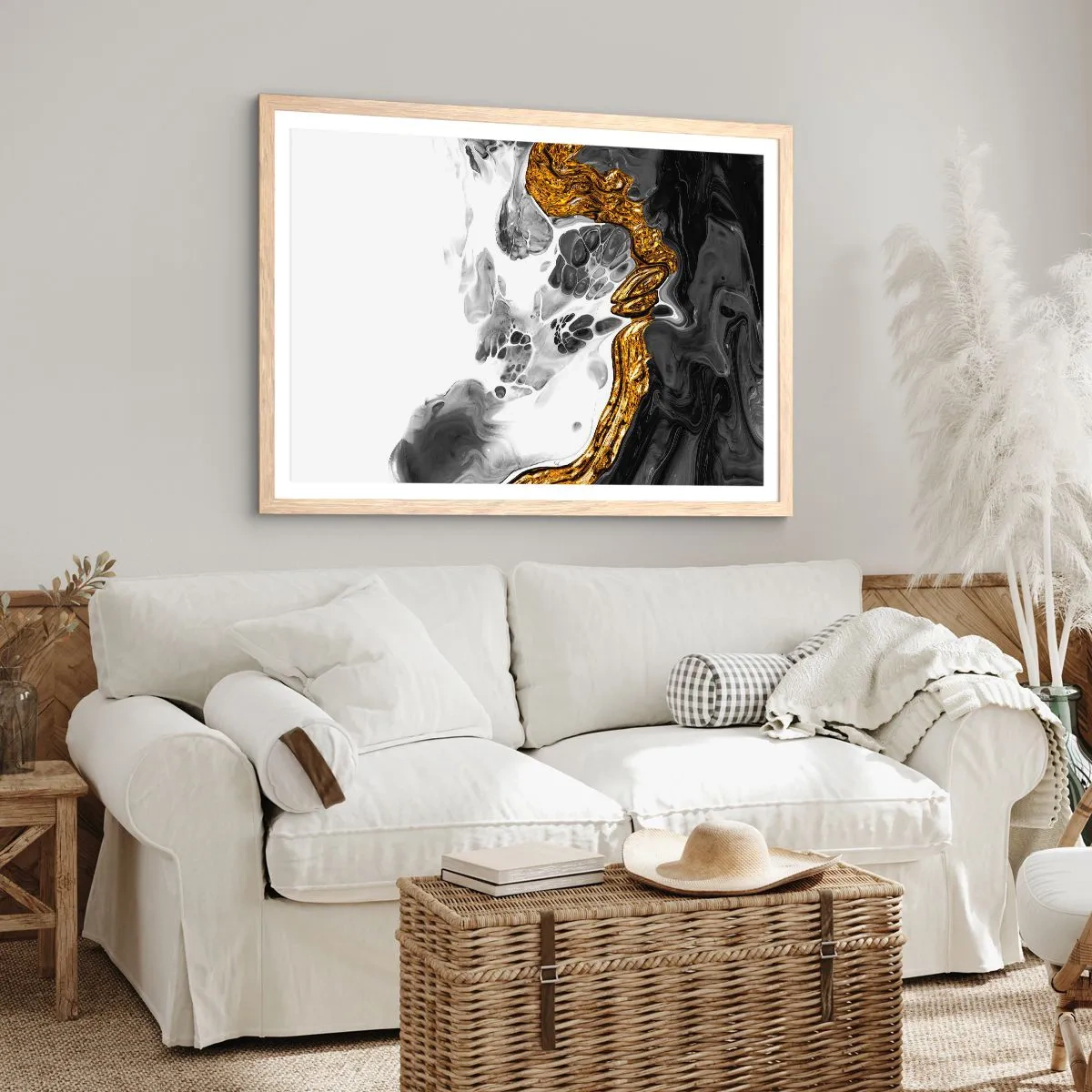 Affiche dans un chêne clair - Poster - Composition organique - 100x70 cm