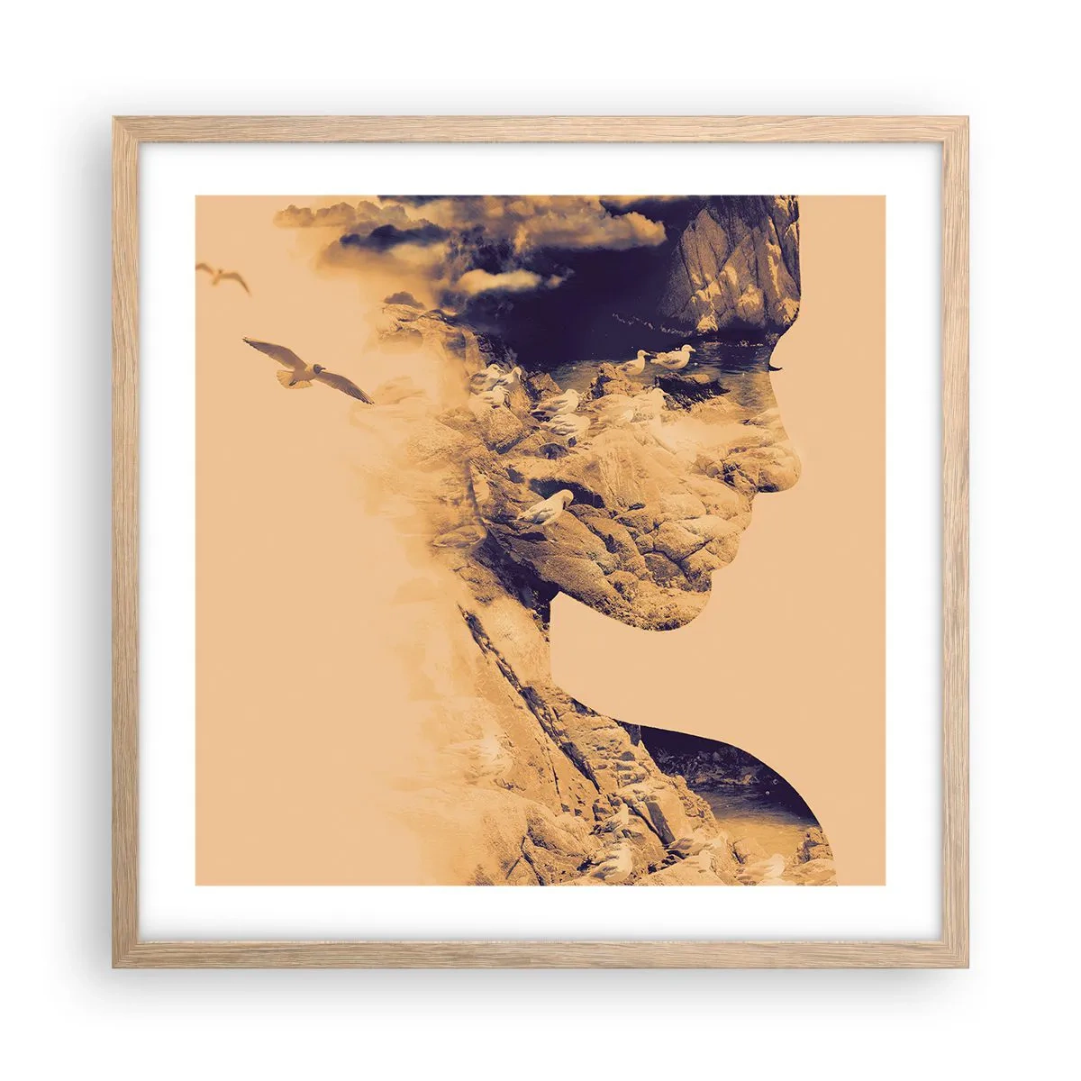 Affiche dans un chêne clair - Poster - Beauté de la nature - 50x50 cm