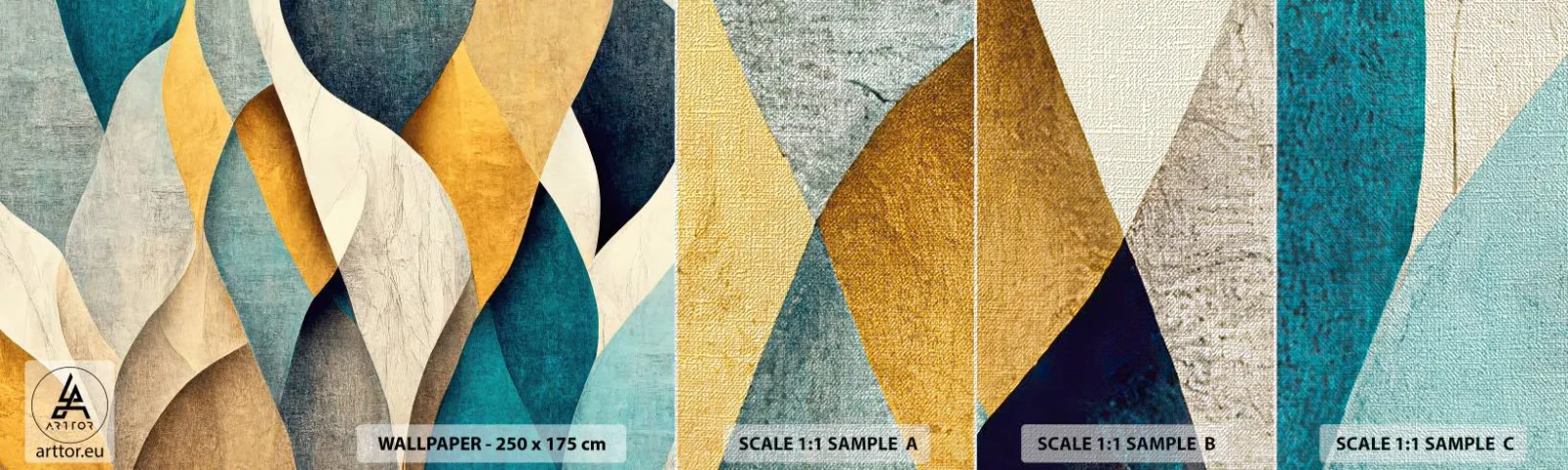 Échantillon de Papier Peint Premium Canvas - Rythme et vague - Abstraction, Morceau, Épuisé - 100x30 cm