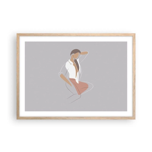 Affiche dans un chêne clair - Poster - Contour gracieux - 70x50 cm