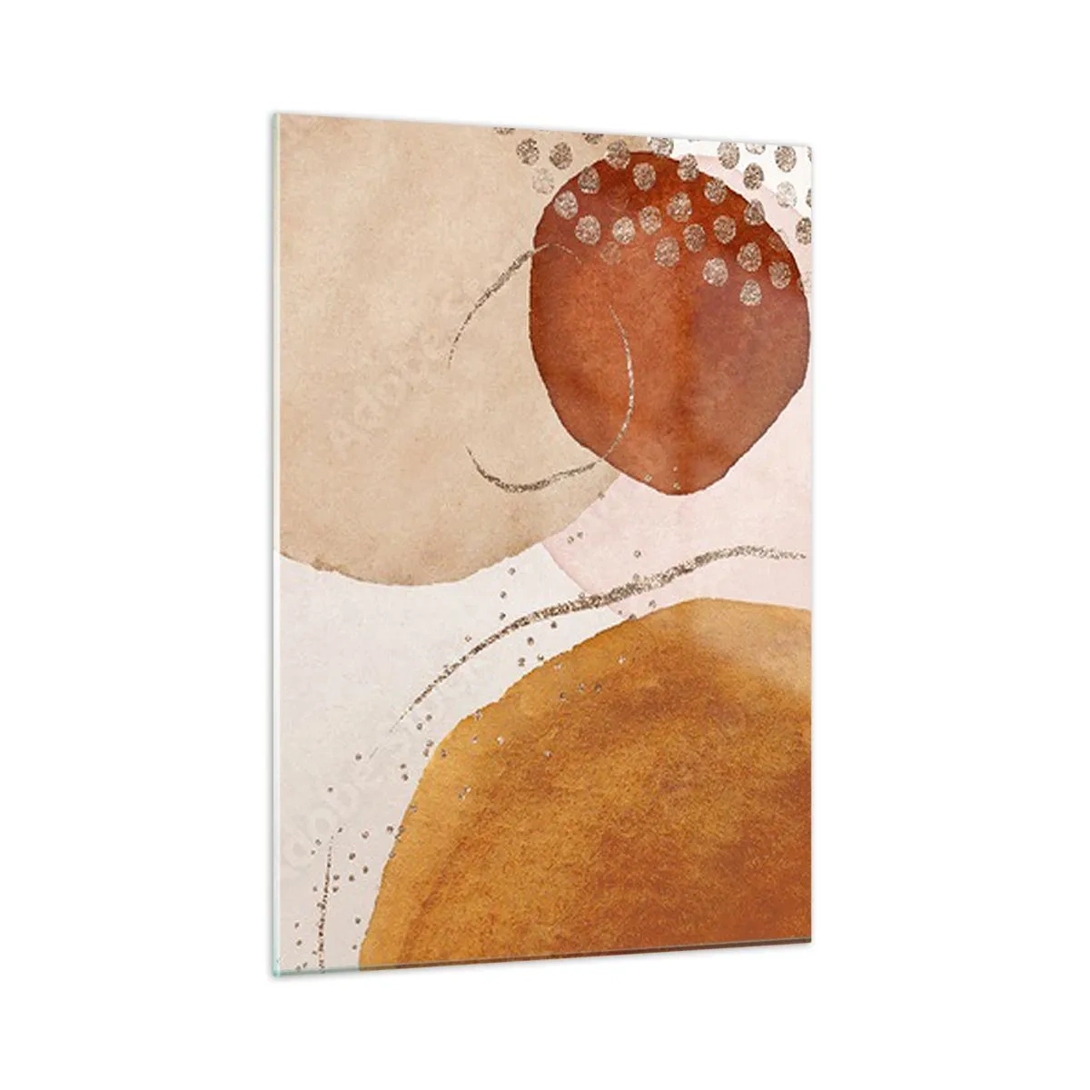 Impression sur verre - Image sur verre - Cercles abstraits dans les tons beige, cuivre et or - 50x70cm - Rondeur et mouvement - Décoration murale moderne pour le salon et la chambre ARTTOR