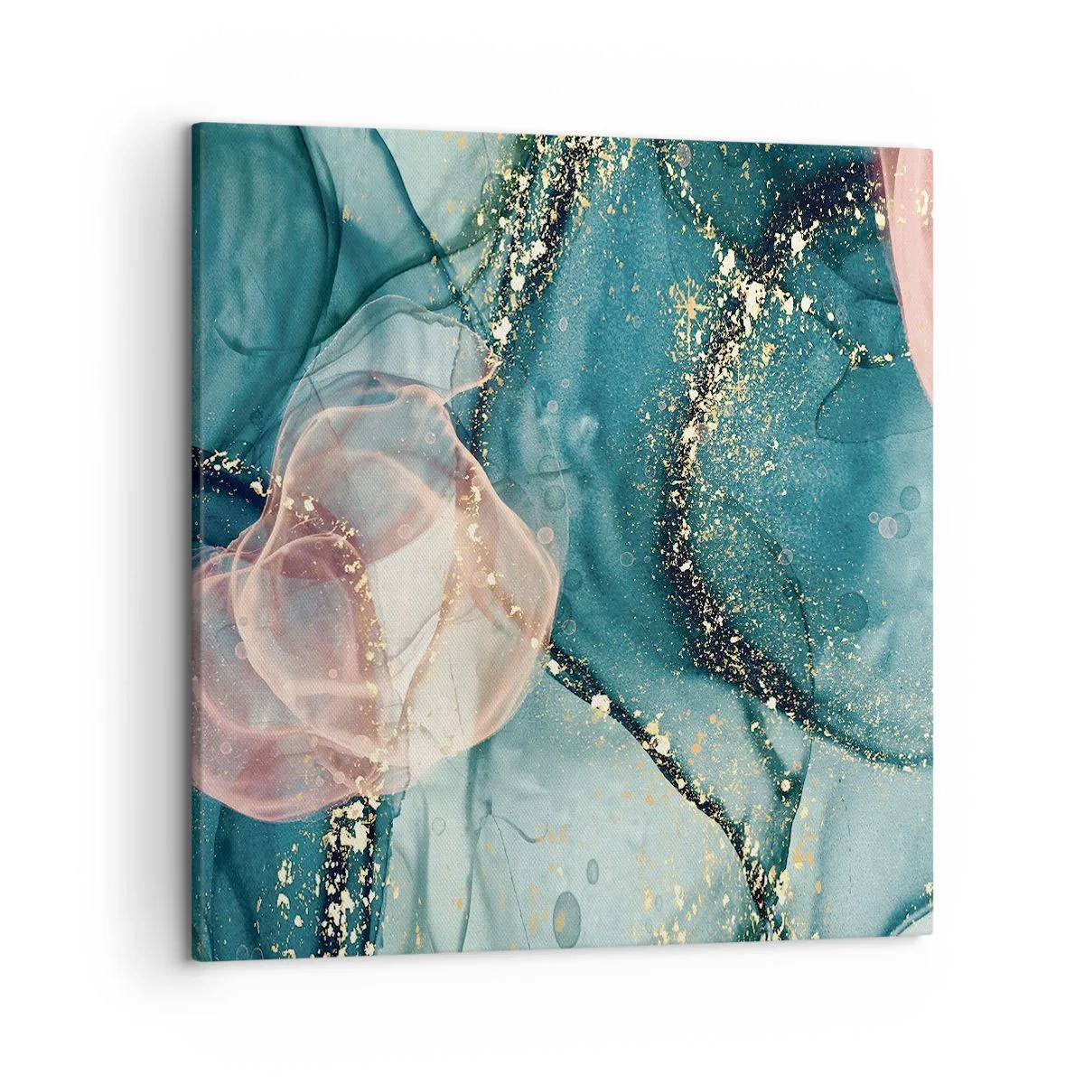 Impression sur toile - Image sur toile - Soie bleu, tulle rose - 50x50 cm
