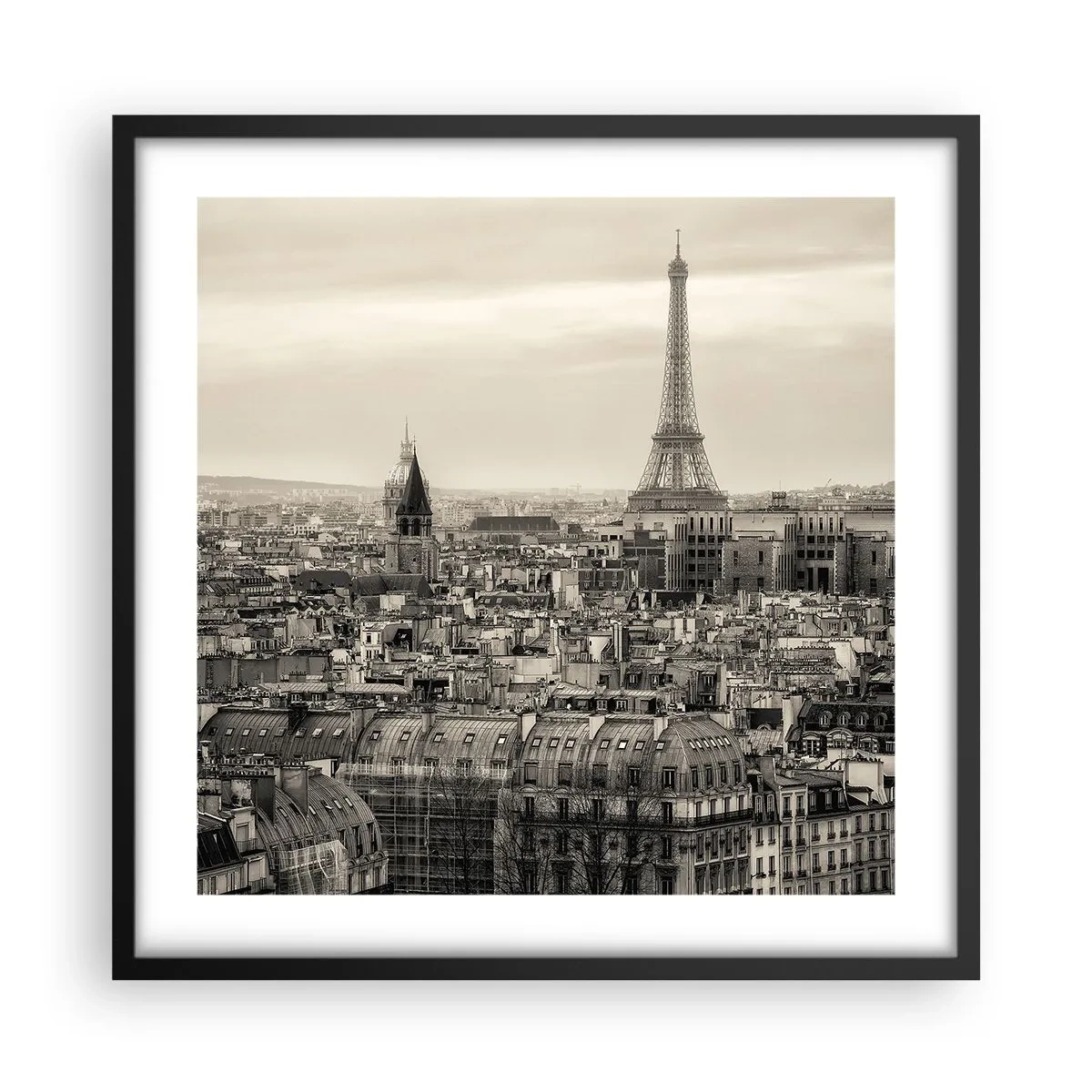 Affiche dans un cadre noir - Poster - Sur les toits de Paris - 50x50 cm