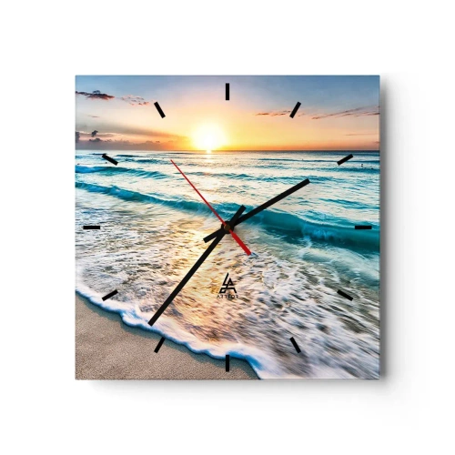 Horloge murale - Pendule murale - Lever de soleil sur une plage tranquille avec des vagues - 30x30cm - Une vue qui en vaut la peine - Décoration murale moderne pour le salon et la chambre ARTTOR
