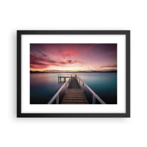 Affiche dans un cadre noir - Poster - La douce flamme du soir - 40x30 cm