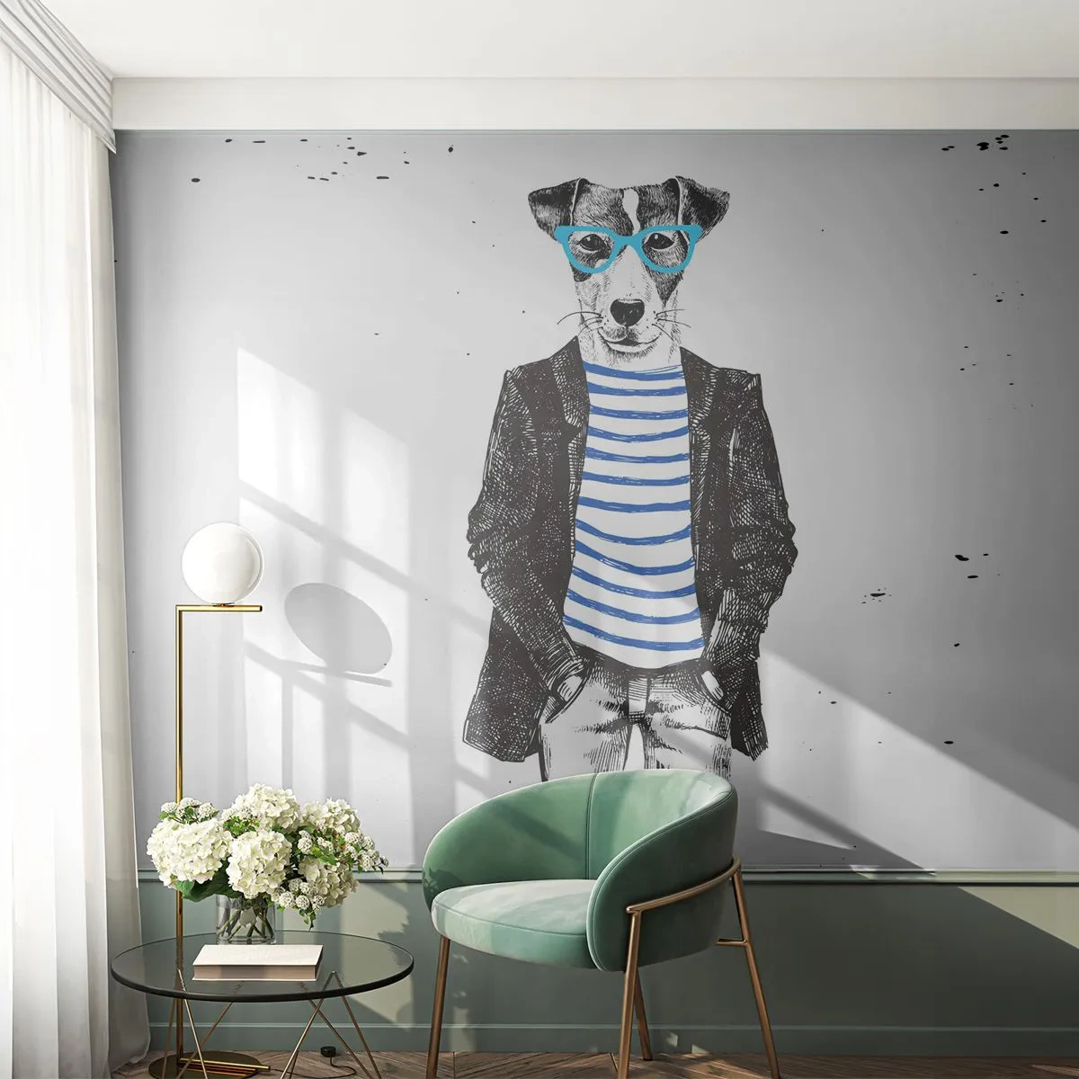 Papier Peint Autocollant Deluxe Sticker - Un charme de chien - Abstraction, Homme, Chien - 450x315 cm