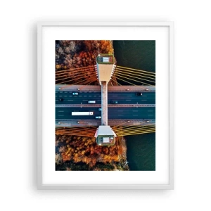 Affiche dans un cadre blanc - Poster - Au dessus de l'eau et de la forêt - 40x50 cm