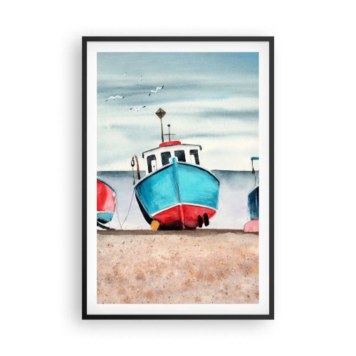 Affiche dans un cadre noir - Poster - Prêt pour la pêche - 61x91 cm
