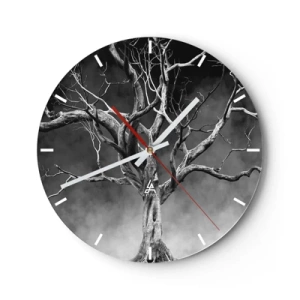 Horloge murale - Pendule murale - Un arbre sec sur fond de nuages sombres aux tons monochromes - 30x30cm - Primordial et sacré - Décoration murale moderne pour le salon, la cuisine et la chambre ARTTOR