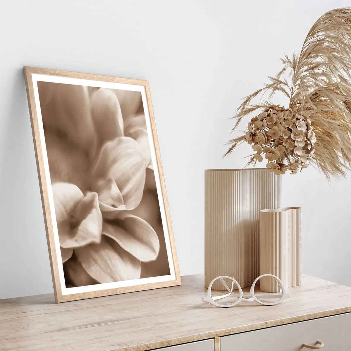 Affiche dans un chêne clair - Poster - Doux comme un sourire - 30x40 cm