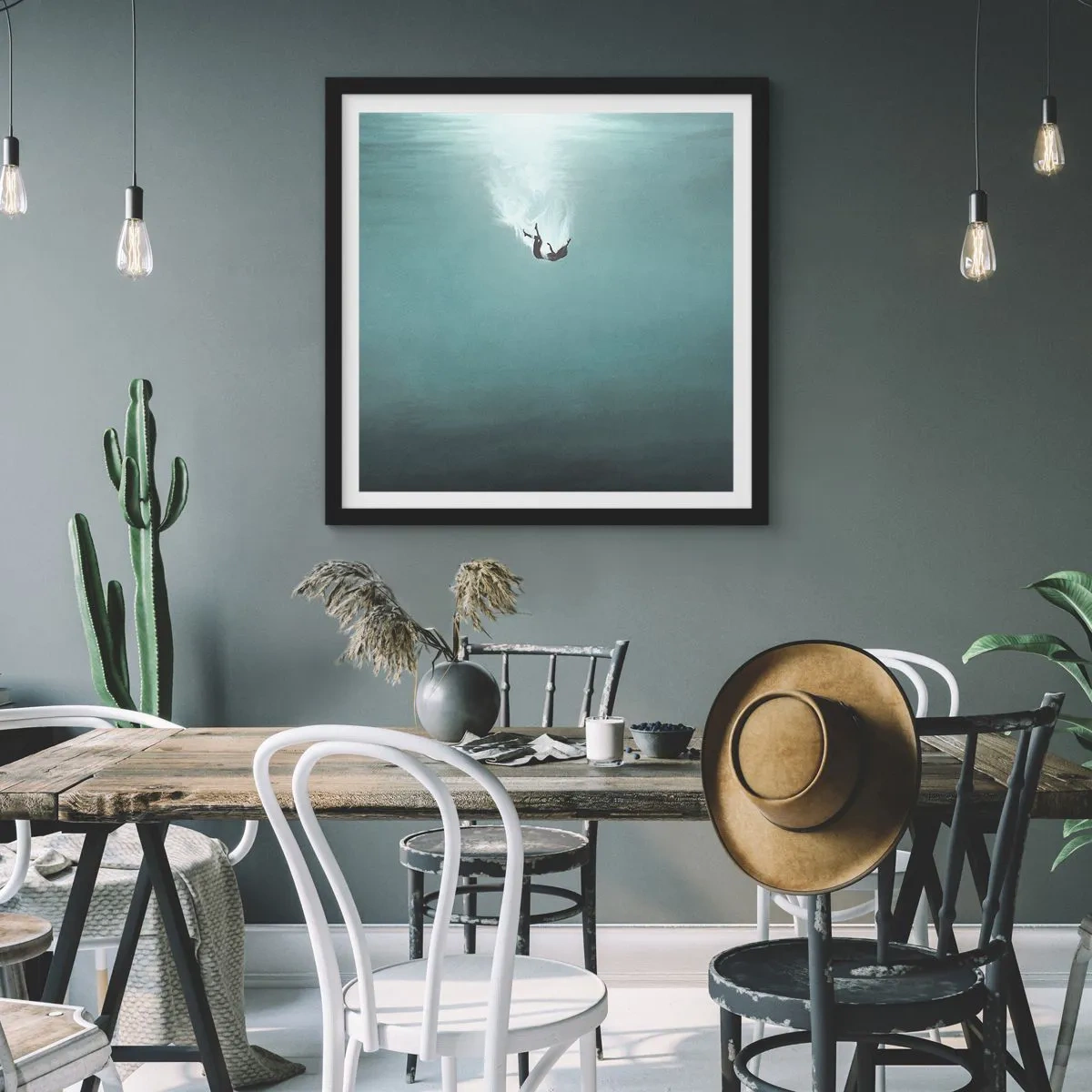 Affiche dans un cadre noir - Poster - Dans les bras de l'océan - 60x60 cm