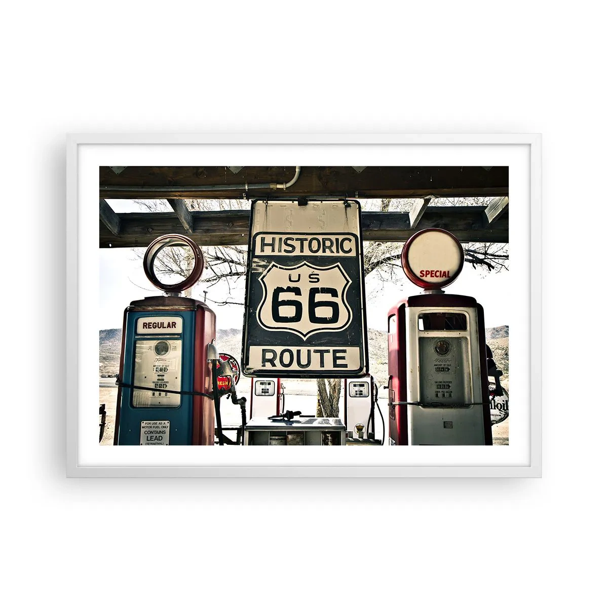Affiche dans un cadre blanc - Poster - Voyage rétro américain - 70x50 cm