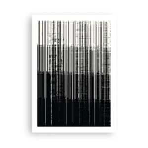 Affiche - Poster - Composition abstraite de lignes noires sur fond blanc - 50x70cm - Ondes et vibrations - Décoration murale moderne pour le salon et la chambre ARTTOR