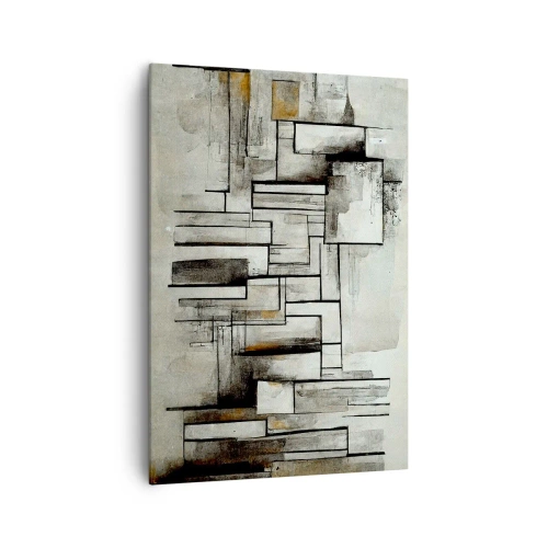Impression sur toile - Image sur toile - Rectangles abstraits dans les tons de gris et de noir - 70x100cm - Le pouvoir de la simplicité - Décoration murale moderne pour le salon et la chambre ARTTOR