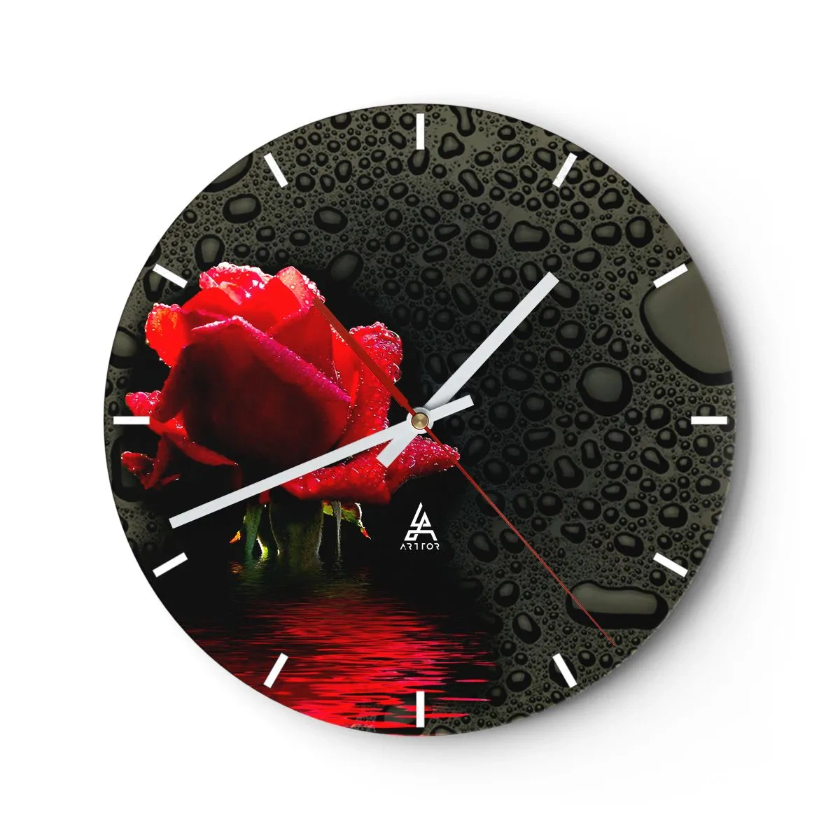 Horloge murale - Pendule murale - Rouge et noir - 40x40 cm