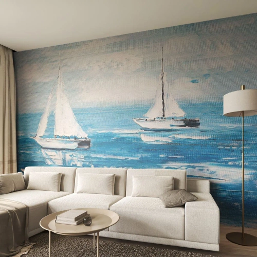 Papier Peint Photo Premium Canvas - Avec un ami à mes côtés - Paysage, Voiliers, Nautique - 150x105 cm