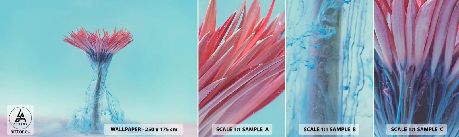 Échantillon de Papier Peint Autocollant Deluxe Sticker - Dans une étreinte vivifiante - Abstraction, Fleur, Morceau - 100x30 cm