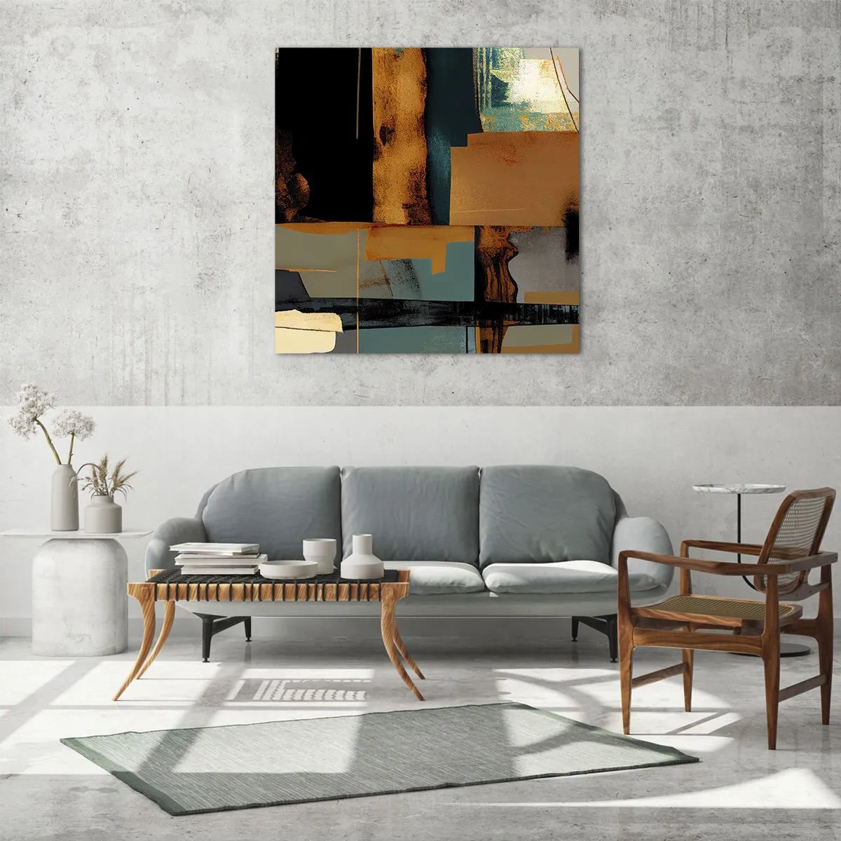 Impression sur verre - Image sur verre - Abstraction – lumière et ombre - 60x60 cm