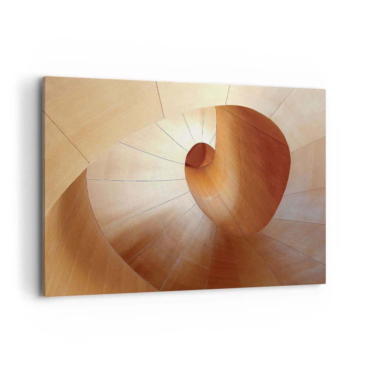 Impression sur toile - Image sur toile - Spirale abstraite dans les tons bois et marron clair - 100x70cm - Serpentin architectural - Décoration murale moderne pour le salon et la chambre ARTTOR