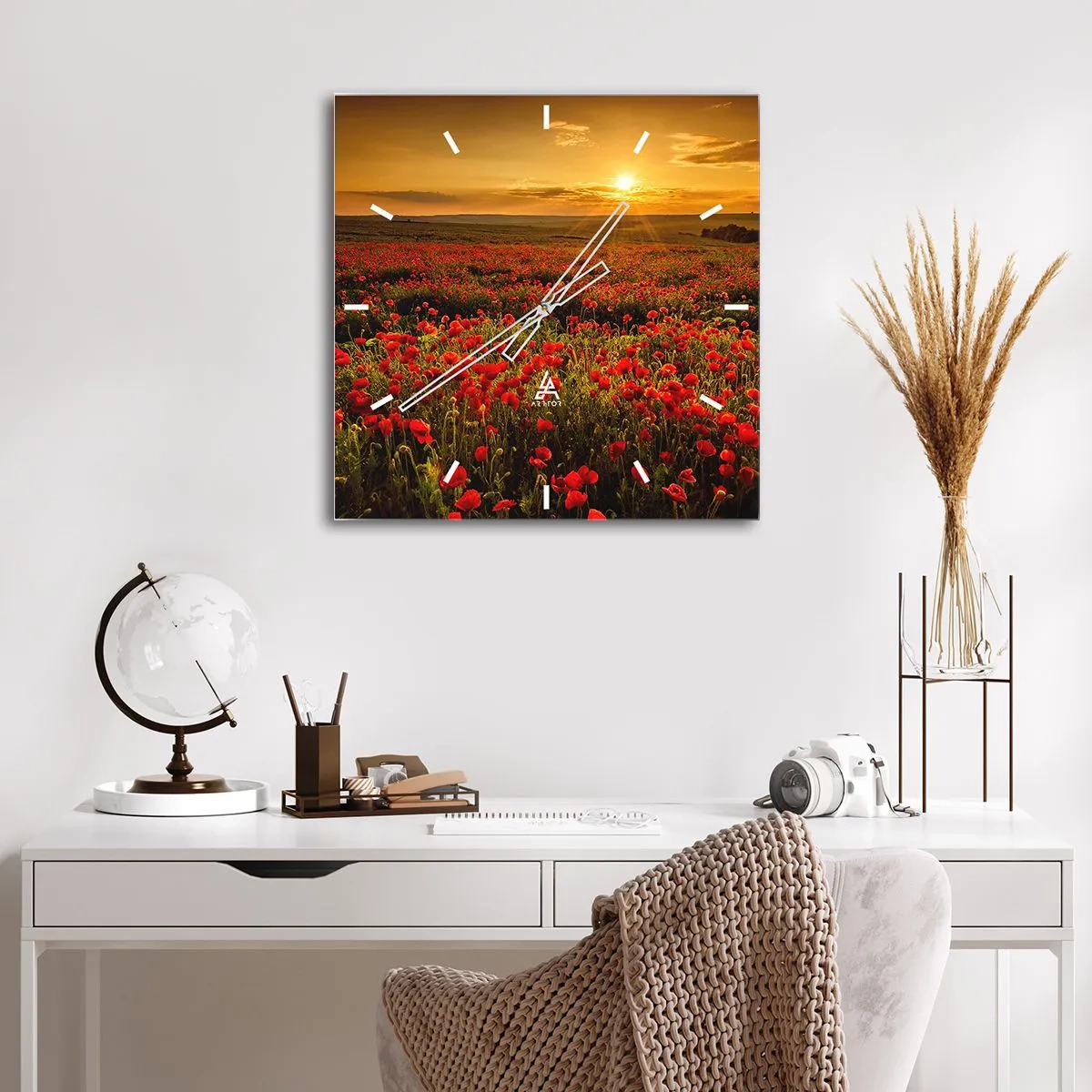 Horloge murale - Pendule murale - Parmi les vagues des prairies bruissantes, parmi les fleurs du déluge - 30x30 cm