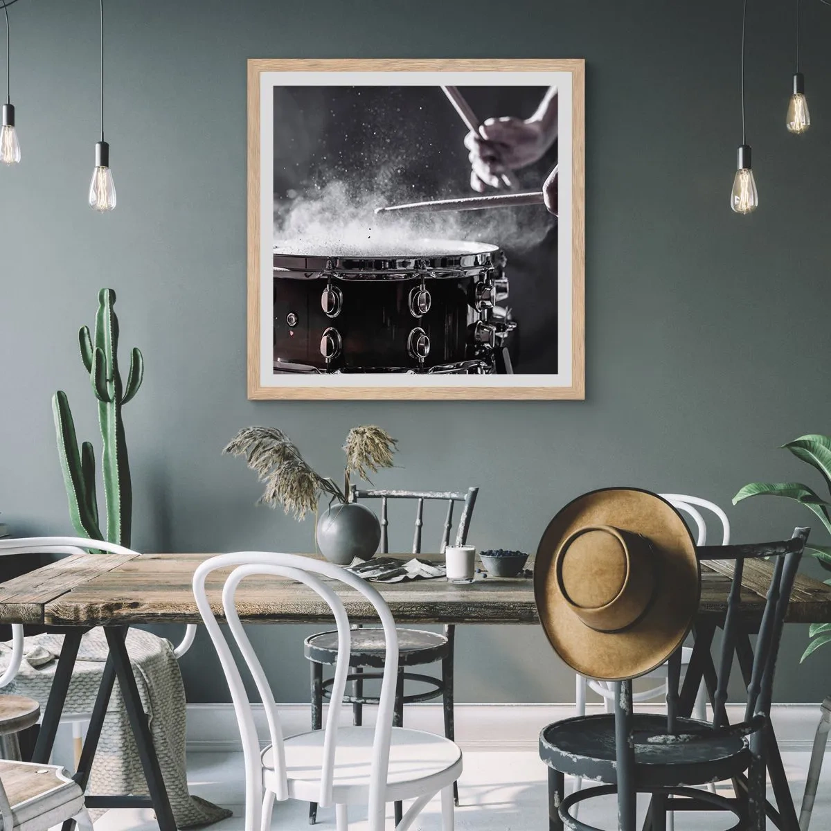 Affiche dans un chêne clair - Poster - Tempo de la musique - 60x60 cm