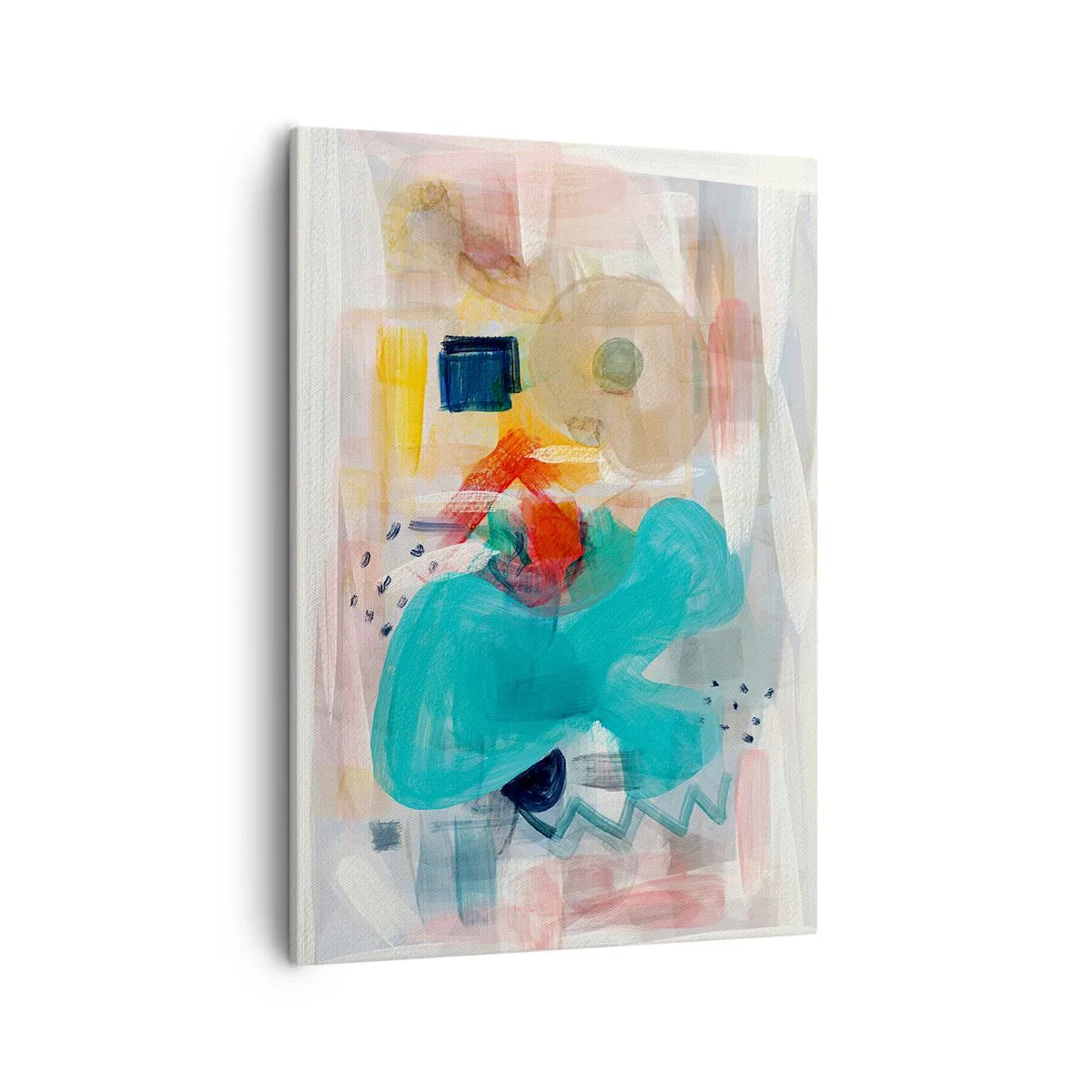 Impression sur toile - Image sur toile - Les formes et les couleurs abstraites créent une composition dynamique - 50x70cm - Jeu de couleurs - Décoration murale moderne pour le salon et la chambre ARTTOR