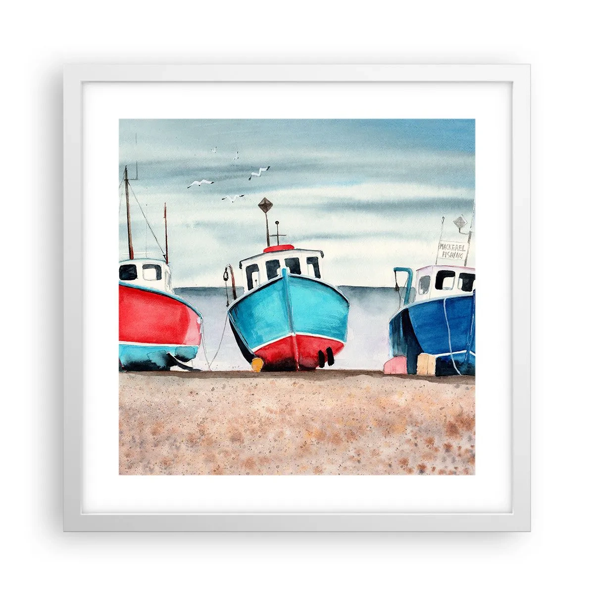 Affiche dans un cadre blanc - Poster - Prêt pour la pêche - 40x40 cm