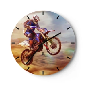 Horloge murale - Pendule murale - Un pilote sur une moto de motocross dans une prise de vue dynamique - 30x30cm - Vertiges à moto - Décoration murale moderne pour le salon, la cuisine et la chambre ARTTOR