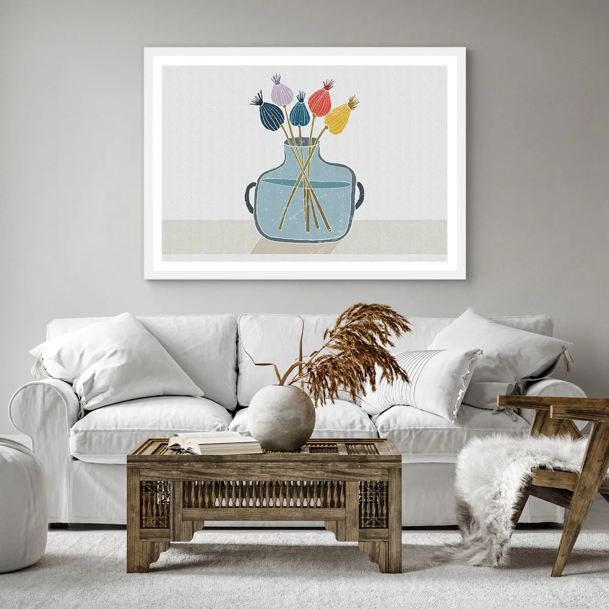 Affiche dans un cadre blanc - Poster - Comme s'il avait semé des graines de pavot - 30x30 cm