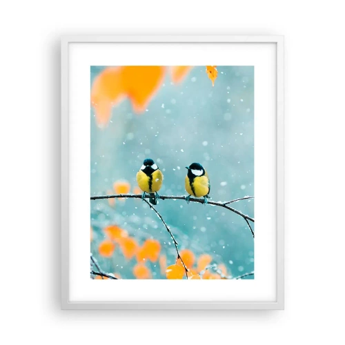 Affiche dans un cadre blanc - Poster - Potins d'oiseaux - 40x50 cm