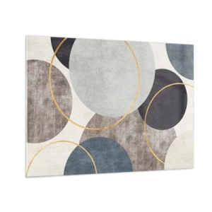 Impression sur verre - Image sur verre - Une composition de cercles aux couleurs tamisées - 70x50cm - Cercles sur cercles - Décoration murale moderne pour le salon et la chambre ARTTOR