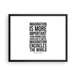Affiche dans un cadre noir - Poster - Einstein sur le pouvoir de l'imagination - 50x40 cm
