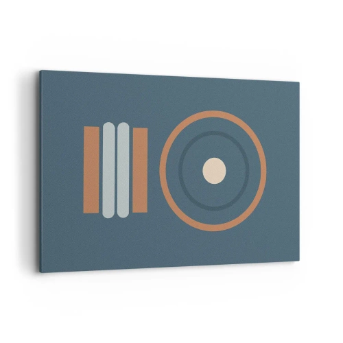 Impression sur toile - Image sur toile - Une composition géométrique avec des cercles et des rectangles aux couleurs sobres. - 120x80cm - Essence des choses - Décoration murale moderne pour le salon et la chambre ARTTOR