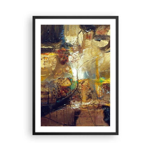 Affiche dans un cadre noir - Poster - Une composition abstraite aux tons chauds et dorés. - 50x70cm - Froid, tiède, chaud - Décoration murale moderne pour le salon et la chambre ARTTOR