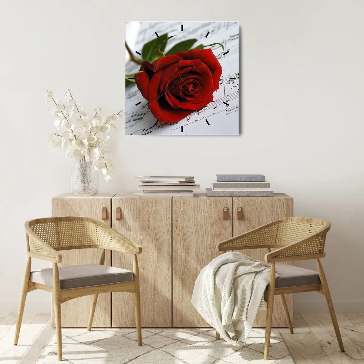 Horloge murale - Pendule murale - Musique des sentiments en écarlate - 40x40 cm